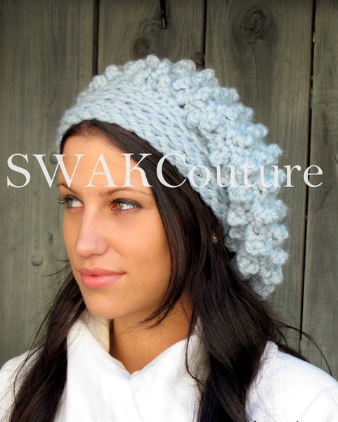 Handmade Scarf Hat Swak Couture Thick Lambswool blend Blue Hand-knitted Sapphire Blue Sophie Scarf: Cotton Alpaca  main image 2
