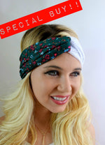 Boho Lace Turban Headband - Teal Rose (3 Color options)