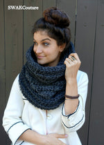 Noni Cowl Scarf - Handmade Charcoal Gray or Choose Color