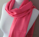 Coral Pink Wedding Pashmina Scarf Bridal Shawl - or CHOOSE Your Color