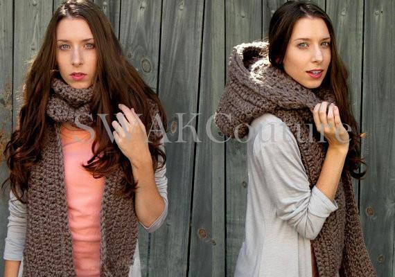 Handmade Hooded Scarf, Oversized Hood scarves