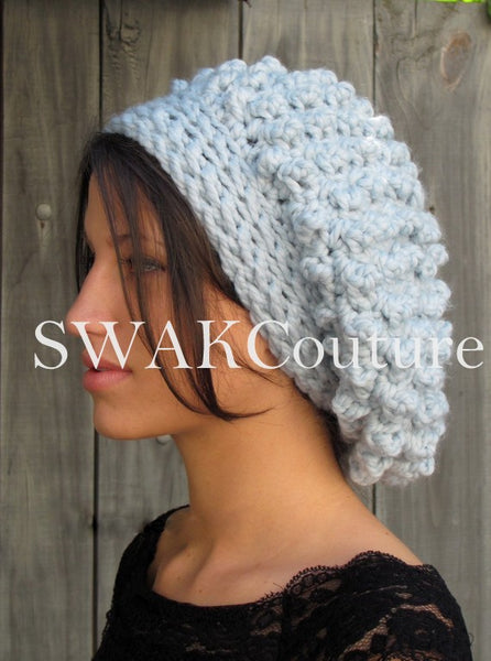 Satin Lined Cap Beanie Slouchy Hat Handmade hat Chunky  display picture 2