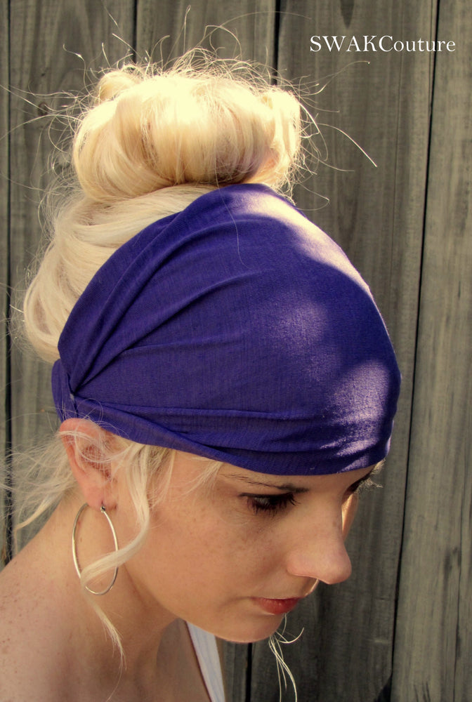 Yoga Head Wrap Cotton Jersey Wide Headband - Purple or Choose Your Color