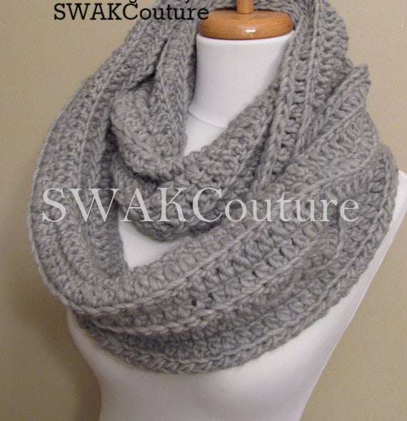 Ribbed Eternity Scarf 100% Wool - Choose Color