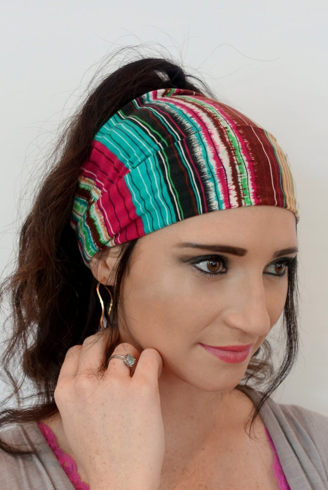 Bohemian Stripes Wide Headband Wrap