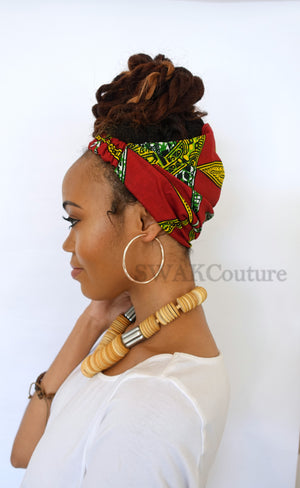 ankara headband wrap turban wide head wrap african hair wrap red green black head wrap pineapple bun wrap protective styles for natural hair curly hairstyles african turban