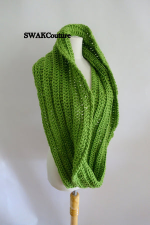 Ribbed Eternity Scarf 100% Wool - Cream or Choose Your Color