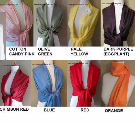 Bronze Pashmina Scarf High Quality Wedding Shawl - or CHOOSE Your Color