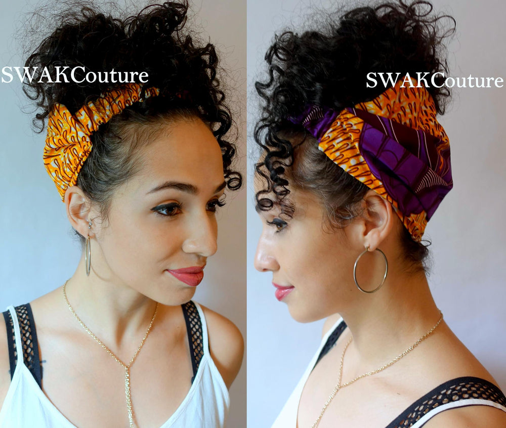 Satin Lined wide headband wrap wide hair bands for Natural curly hair