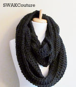 Ribbed Eternity Scarf 100% Wool - Black or Choose Your Color