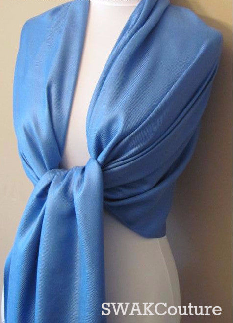 Blue Pashmina Scarf High Quality Wedding Shawl - or CHOOSE Your Color