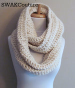 Ribbed Eternity Scarf 100% Wool - Cream or Choose Your Color