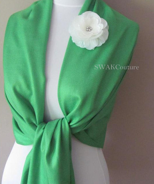 Emerald Green Wedding Pashmina Scarf Bridal Shawl - or CHOOSE Your Color
