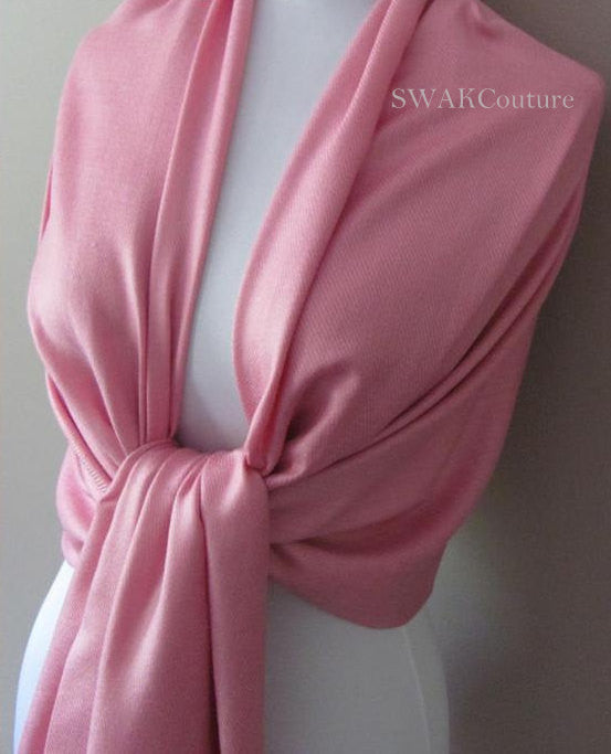 Frosted Pink Wedding Pashmina Scarf Bridal Shawl - or CHOOSE Your Color