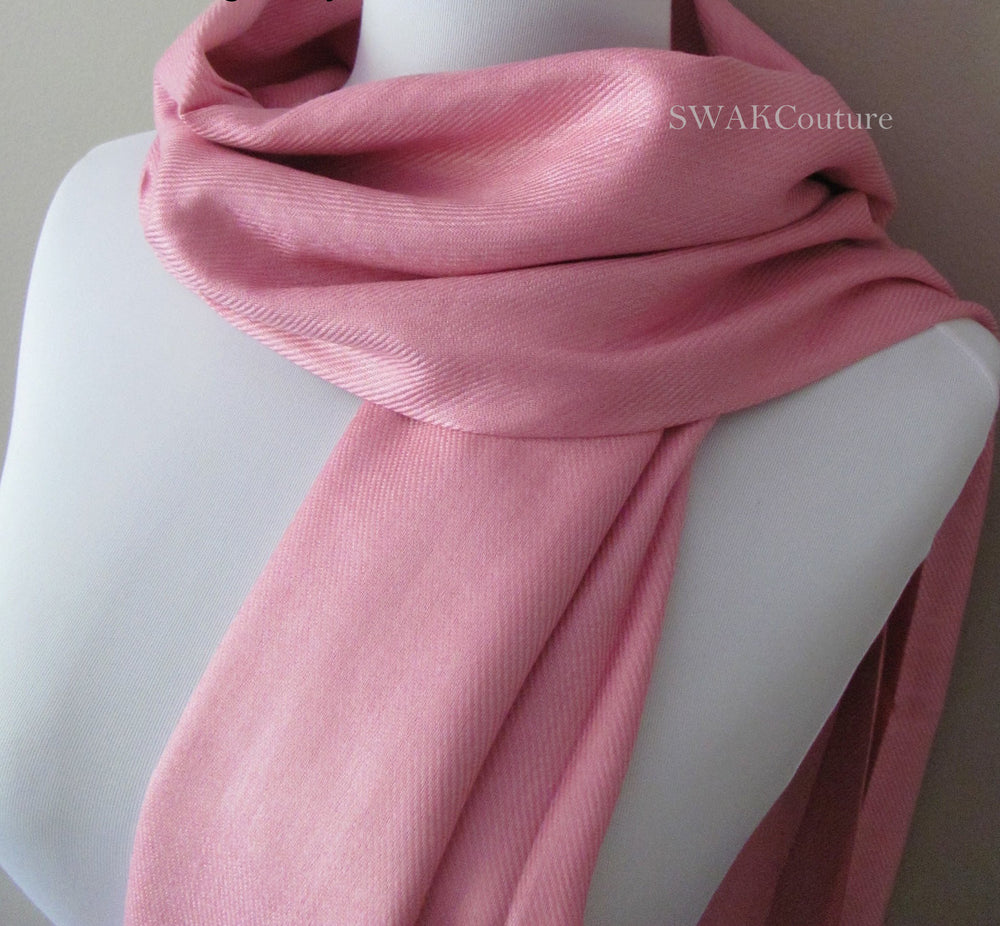 Frosted Pink Wedding Pashmina Scarf Bridal Shawl - or CHOOSE Your Color