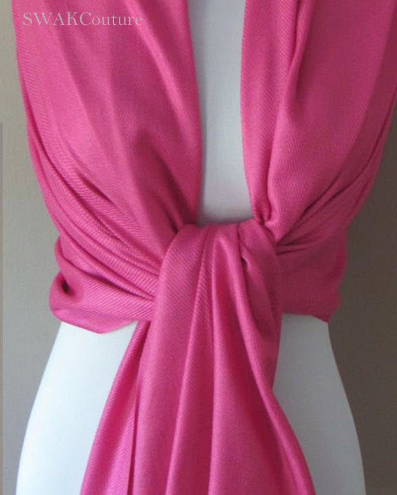 Fuchsia Pink Wedding Pashmina Scarf Bridal Shawl - or CHOOSE Your Color