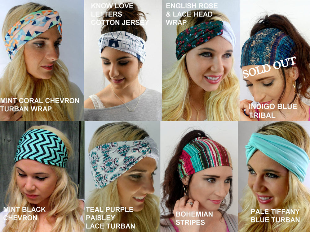 SWAKCouture, Cotton Stretchy Jersey Yoga Headband Wide Women's Turban  Headband