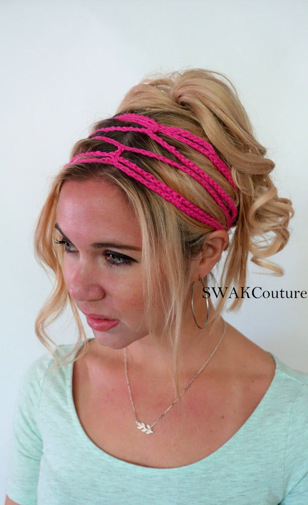goddess headband festival head wrap hippie headband crochet cotton headband coachella hair accessories