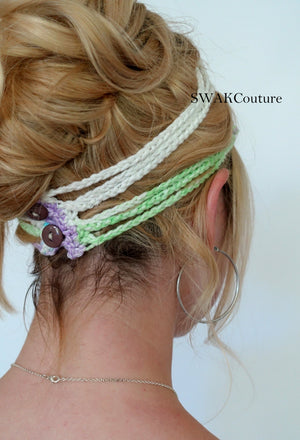 goddess headband festival head wrap hippie headband crochet cotton headband coachella hair accessories
