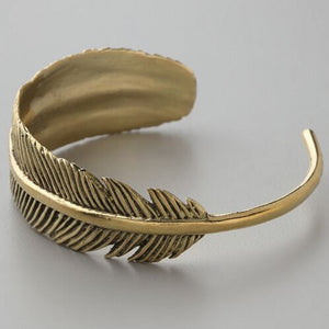 Feather Cuff Bracelet Bohemian Wrap Bracelet Stackable Gold Patina Bracelet Adjustable Bracelet Boho Gifts for Her