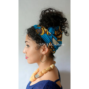 Satin Lined wide headband wrap for Natural curly hair 