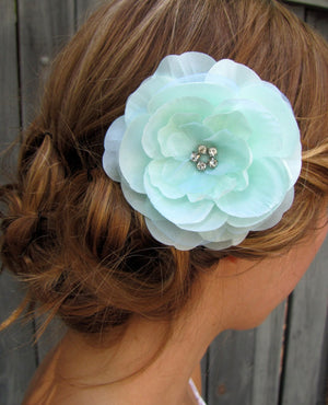 Wedding Bridal Comb Silk Rose Peony Hair Comb Facisnator Pale Mint Green - IVORY & WHITE Also Available