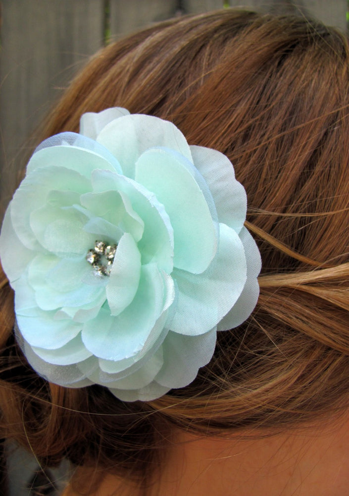 Wedding Bridal Comb Silk Rose Peony Hair Comb Facisnator Pale Mint Green - IVORY & WHITE Also Available
