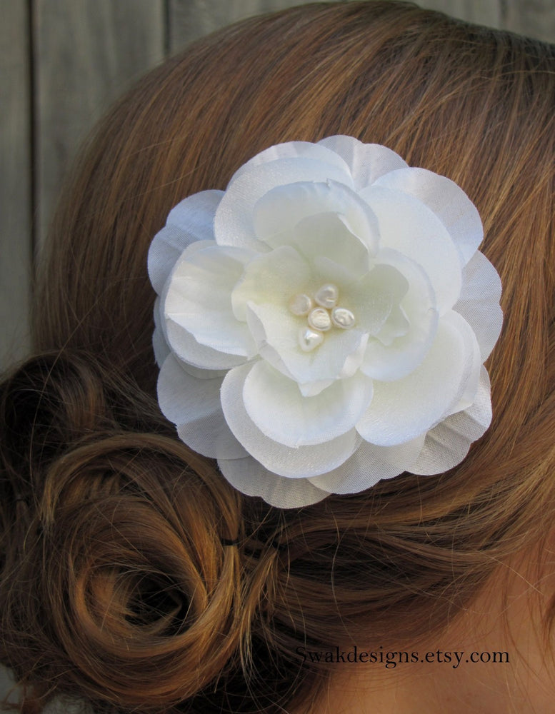 Wedding Comb Pearl & Silk Rose Comb Bridal Comb Wedding Hair Comb Bridal Hair Accessories Fascinator - Choose your color