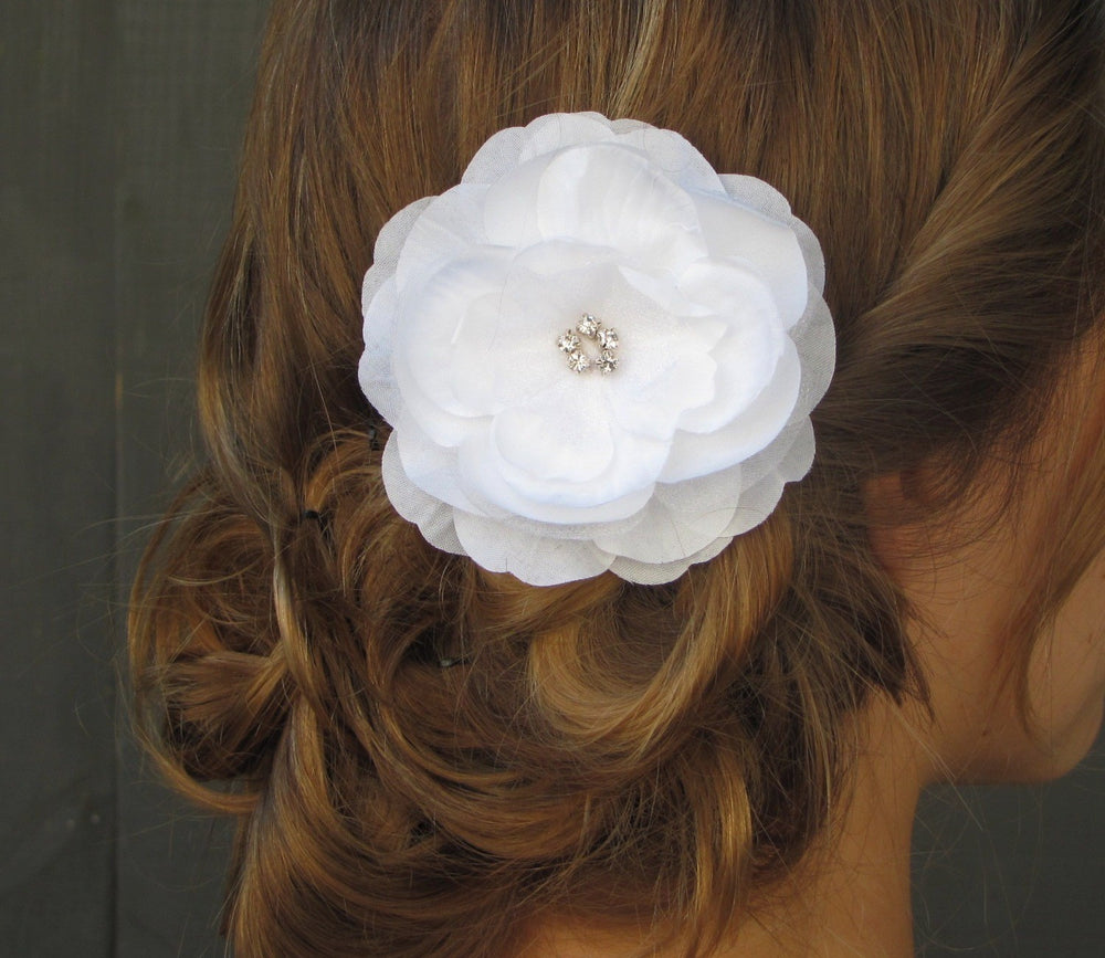White Bridal Comb Flower Hair Comb Rose Peony Comb Rhinestone Comb Wedding Hair Accessories Fascinator Peony Bridal Comb