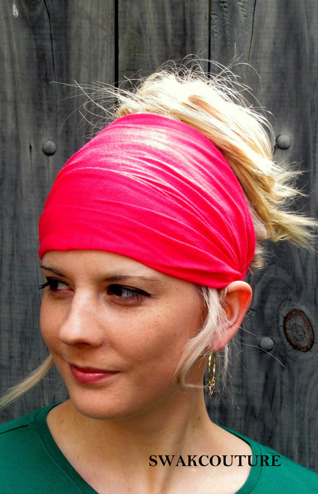 Yoga Headband Head Scarf Lime Green Wide Headband Head Wrap Cotton Jersey Women's Workout Running HeadBand Hair Wrap or Choose Your Color