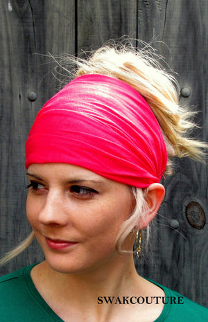 Yoga Headband Head Scarf Lime Green Wide Headband Head Wrap Cotton Jersey Women's Workout Running HeadBand Hair Wrap or Choose Your Color