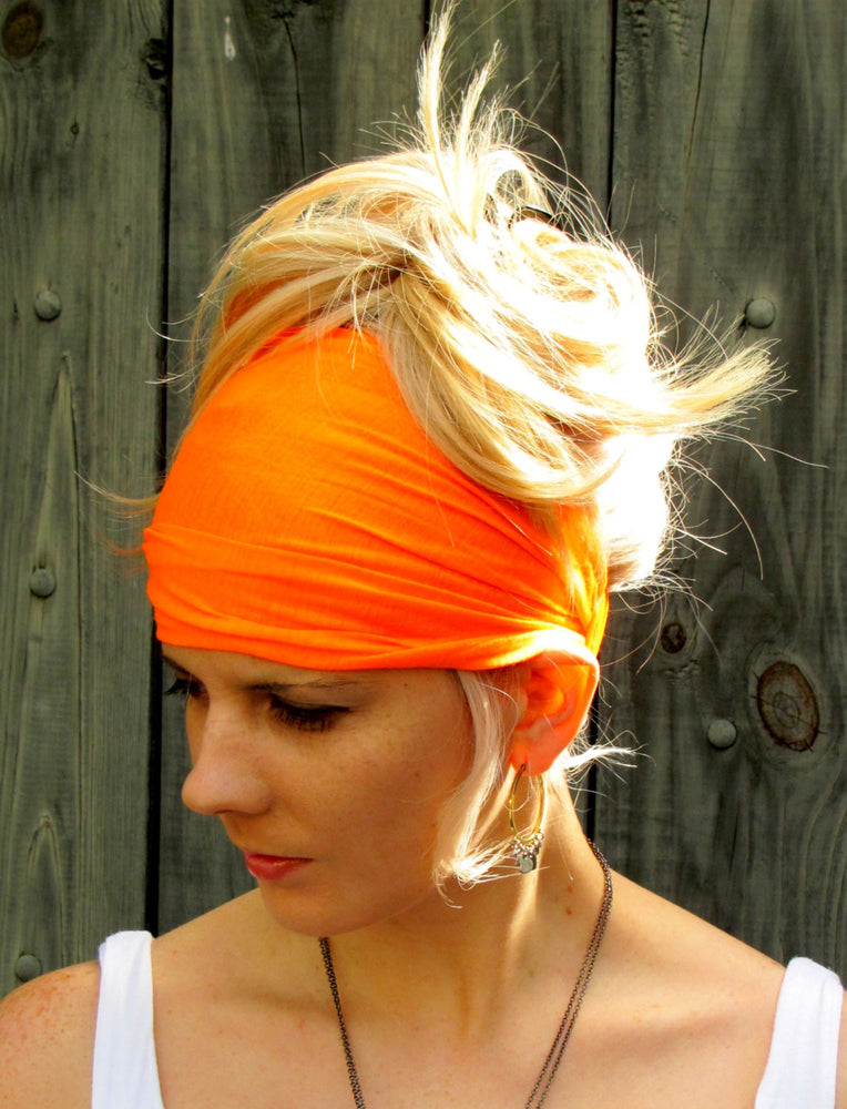 Yoga Head Wrap Cotton Jersey Wide Headband - Orange or Choose Color