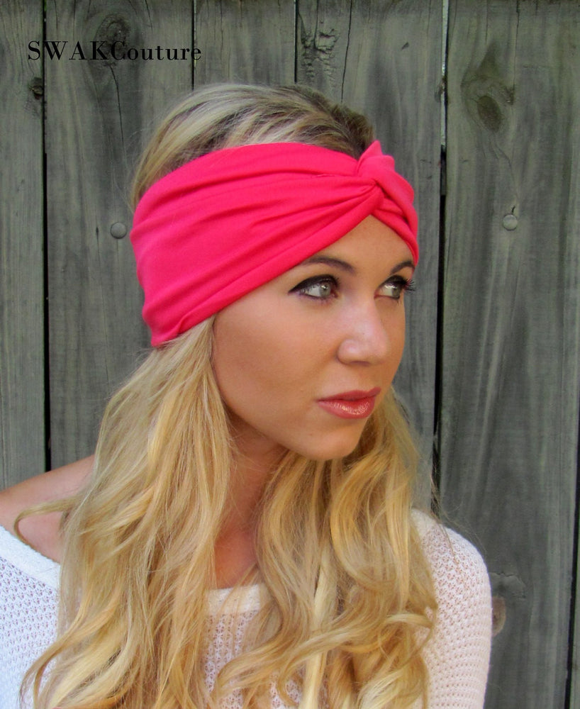 Hot Pink Twist Turban Headband Wrap