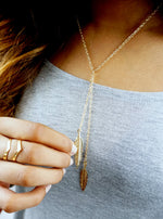 Feather Layer Necklace - gold plated
