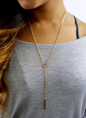 gold long Necklace toggle bar necklace trendy jewelry gold plated toggle necklace