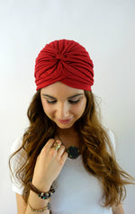 Pleated Turban - Wine Red or Choose Color