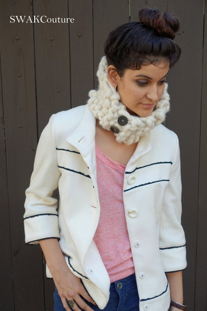 Chunky Neckwarmer Cowl - Winter White or Choose Color