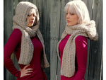 Lofty Hooded Scarf with Metallic Thread Accent