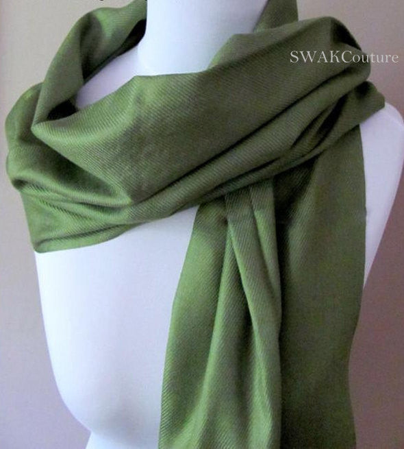 Wedding Pashmina Moss Green Scarf Bridal Shawl - or CHOOSE Your Color