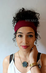 Satin Lined wide headband wrap for Natural curly hair 