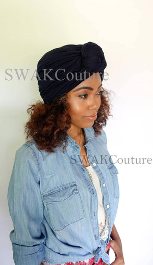 Satin lined turban knot jersey turban caps for natural curly hair chemo caps alopecia