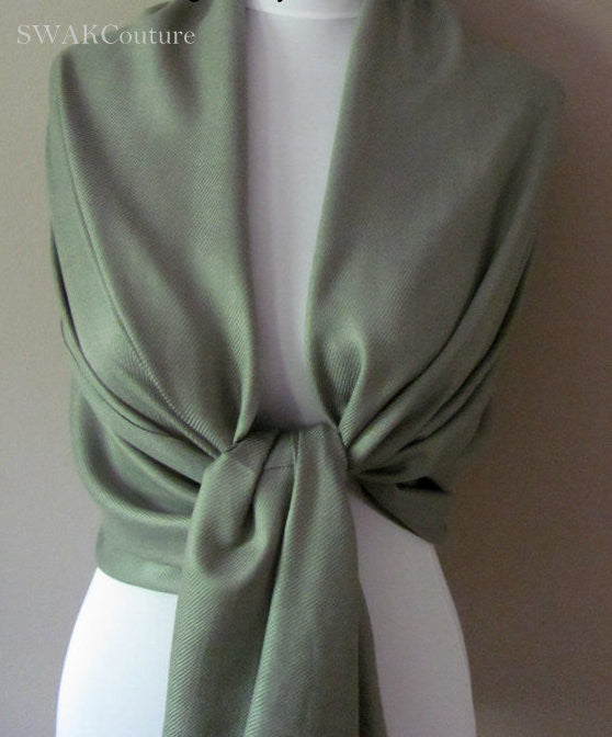 Wedding Pashmina Olive Green Scarf Bridal Shawl - or CHOOSE Your Color