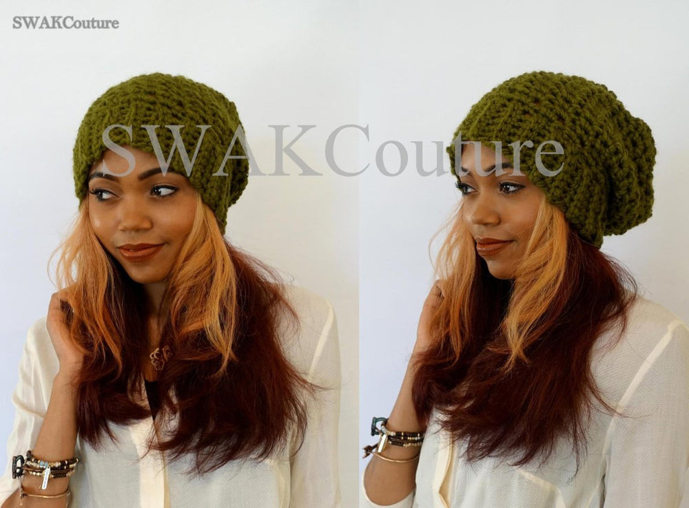 Downtown Slouchy Beanie - Olive Green or CHOOSE Color