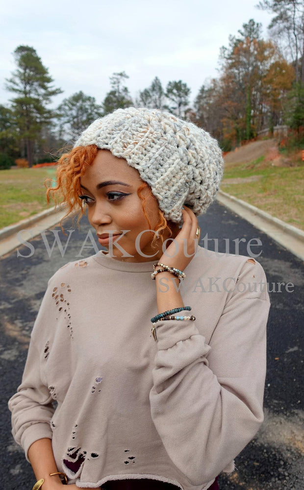 Downtown Slouchy Satin Lined Beanie - COCOA DIPPED