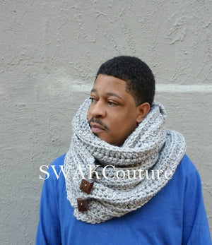 Black Wool Scarf - Lambswool Scarf - Bulky Knit Scarf - Unisex Scarf -  Ready to Ship