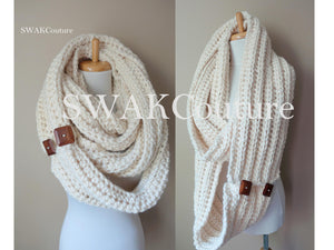 Oversized Hooded Scarf Handmade Knit Scarf Custom Scarves Huge Scarves Swakcouture scarves