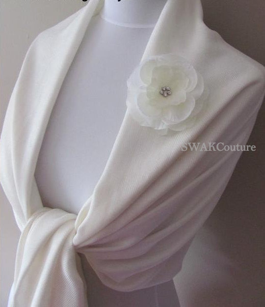 Wedding Pashmina White Scarf Bridal Shawl Wrap - or CHOOSE Your Color