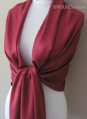 Wedding Pashmina Scarf Wine Red Bridal Shawl Wrap - or CHOOSE Your Color